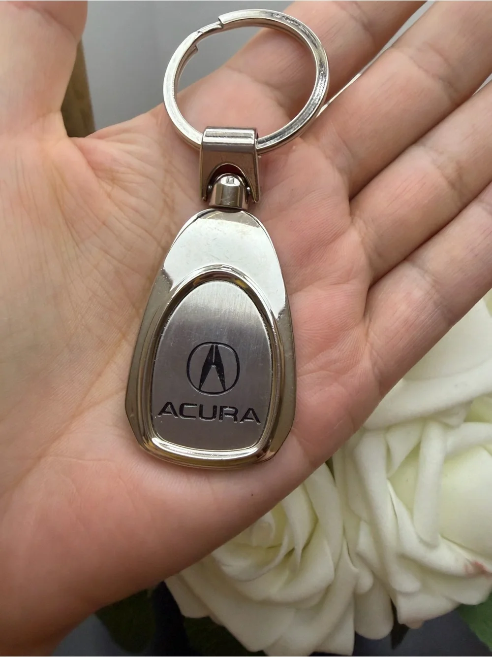 Silver Metal Keychain Fob - Branded Car Accessory